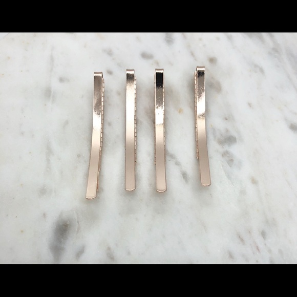 Rose Gold Rhinestone Hair Barrettes Pack Of 4 - Picture 5 of 7